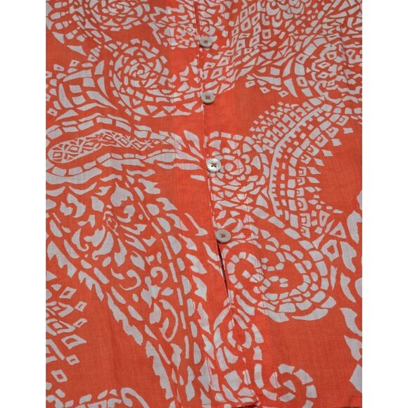 Chicos Womens Orange Paisley Button‎ Up Blouse Long Sleeve Split Neck Size 14 - Picture 7 of 11